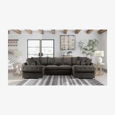 The Range Volvo U Shape Large Sofa Scatterback Velour Velvet Fabric - Taupe