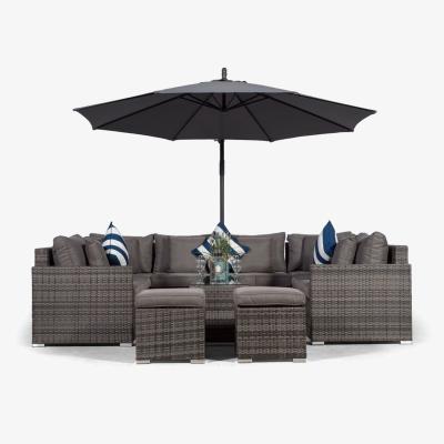 The Range Havana 8 Seat Rattan Corner Sofa Set with Coffee Table and 2 Stools - Grey