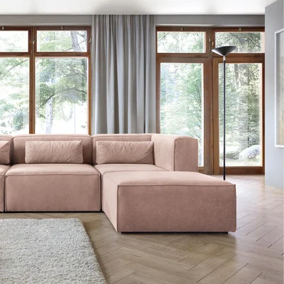 The Range Doris Corner Sofa in Cord Chenille  - Pink