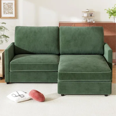 The Range Comfortable Corner Corduroy Sofa for Living Room - Green