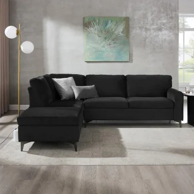 The Range Aylssum Corner Sofa - Black Velvet / Left-hand