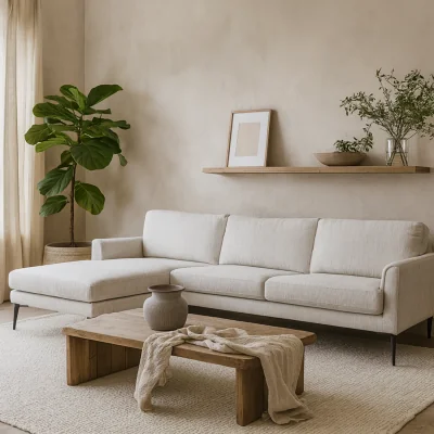 The Range Wyld Haus Nashville L-Shaped White Upholstered Corner Sofa with Chaise - White