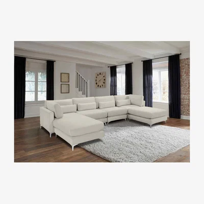 The Range Finley Full Back Large Corner U Shape Sofa - White