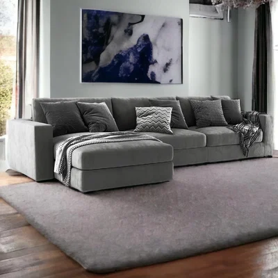 The Range Fabio Modern Premium L Shape Sofa  - Steel grey  / Left-hand