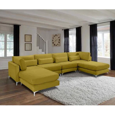 The Range Finley Full Back Large Corner U Shape Sofa - Yellow