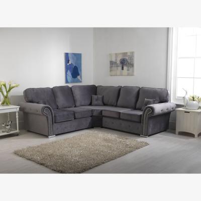 The Range Mellows Plush Velvet Grey Sofa Full Back 2 Plus 2 - Grey