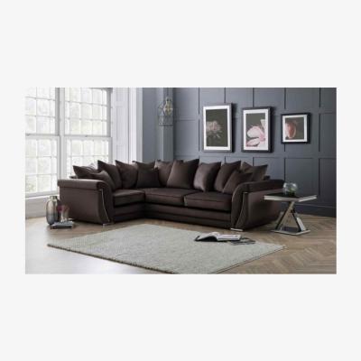 The Range Luca Scatterback L Shape Left Hand Corner Sofa Velour Velvet Fabric with Beading - Taupe