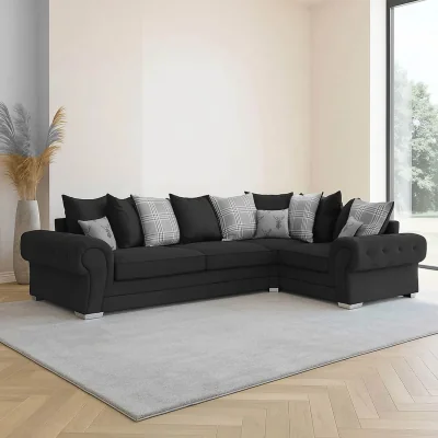 The Range Hampton Chenille Scatter Back 2C1 Right Hand Corner Sofa - Black