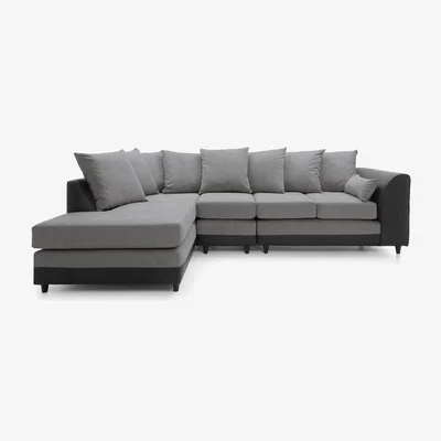 The Range Dylan Large Corner Sofa in Linen - Cool Grey / Left-hand