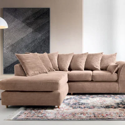 The Range Jumbo Cord Corner Sofa in Brown Left - Brown