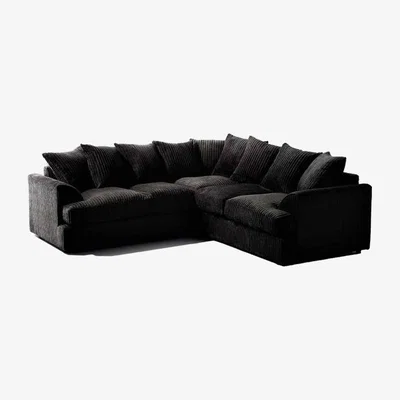 The Range Florexa Modern Jumbo Cord Corner Sofa - Black