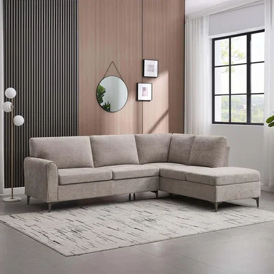 The Range Roma 3 Seater Fabric Corner Sofa - Sand