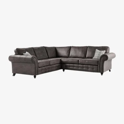The Range Oakley Suede Fabric Corner Sofa 2C2 - Charcoal