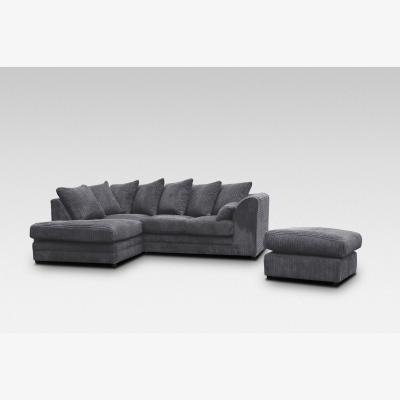 The Range Canolo Luxury Jumbo Cord LHF Corner Sofa with Footstool - Grey