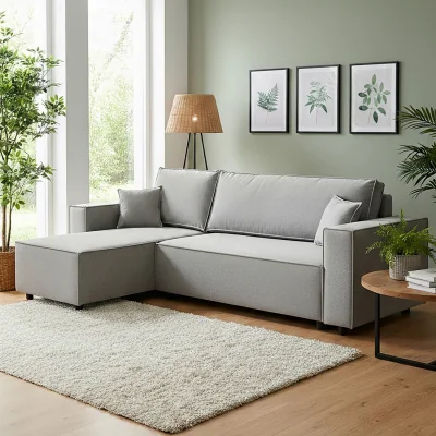 The Range Darby Reversible Corner Sofa with Sofa Bed - Light Grey
