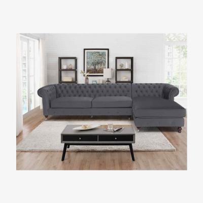The Range Ronald Chesterfield L Shape Corner Sofa - Grey