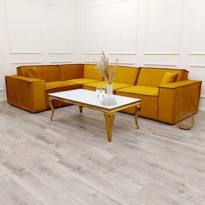 The Range Midland Plush LHF Corner Sofa - Mustard - Mustard