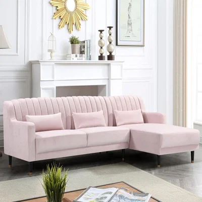 The Range Kensett Velvet Corner Sofa - Pink