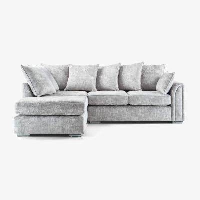 The Range Chiswick Silver Grey Fabric Corner Sofa With Footstool - Silver Grey / Left-hand