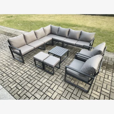 The Range Fimous 11-Seater Aluminium Corner Sofa Set Dark Grey - Dark Grey