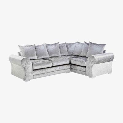 The Range Janson Modern Crushed Velvet Corner RHF Sofa - Silver