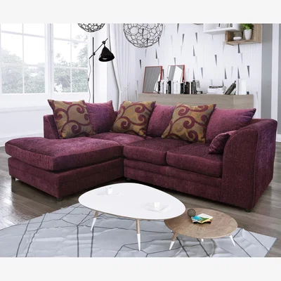 The Range Chenille Fabric Corner Sofa - Purple / Left-hand