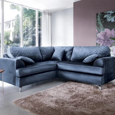 The Range Ferguson Corner Sofa - Grey / Velvet