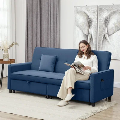 The Range HOMCOM Sectional Sofa Bed L Shaped 3 Seater Sofa Bed Reversible Sleeper Sofa - Blue