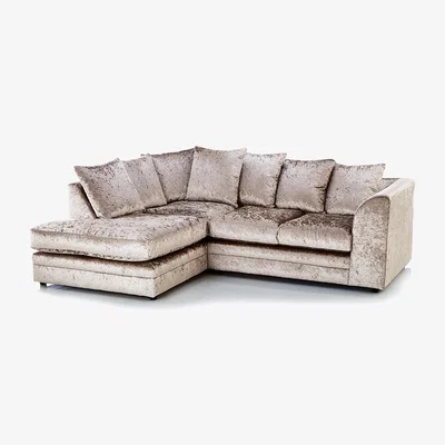 The Range Swift Crushed Velvet 4 Seater Corner Sofa - Champagne / Left-hand