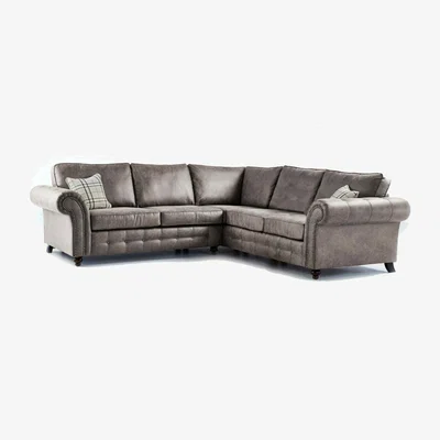 The Range Oakland Suede Leather 2c2 Corner Sofa - Black