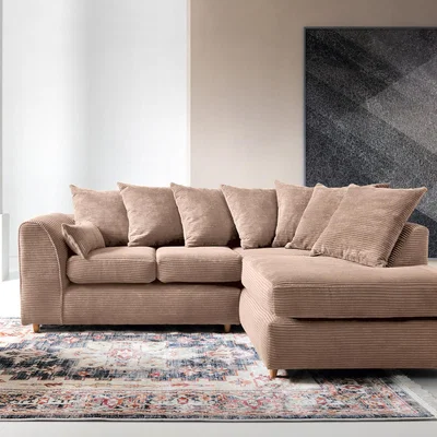 The Range Jumbo Cord Corner Sofa in Brown Right - Brown