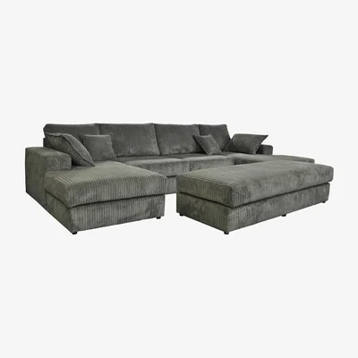 The Range Daly Jumbo Cord Large Double Ended Chaise Sofa - Grey