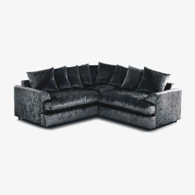 The Range Florexa Modern Crush Velvet Corner Sofa - Black