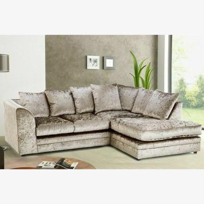 The Range Leo Crushed Velvet Champagne Corner Sofa - Champagne / Right-hand