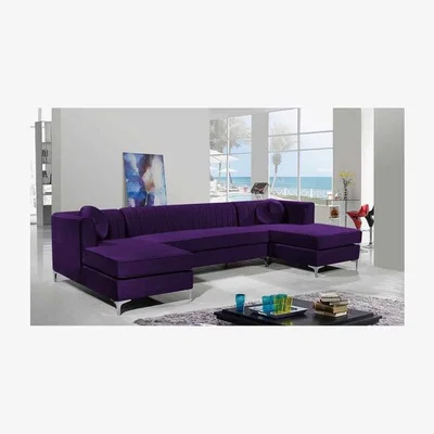 The Range Nearla Fixed Back Fluted Large U Shape Sofa - Purple