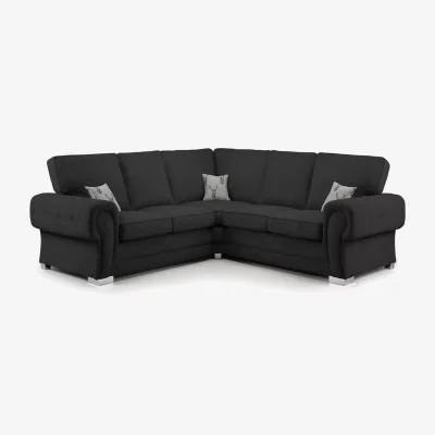 The Range Hampton 5 Seater 2C2 Full Back Fabric Corner Sofa Beige - Black