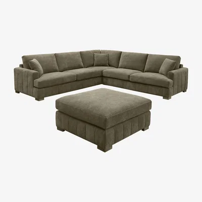 The Range Arden Corner Sofa with Footstool - Green