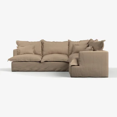 Rose & Grey Right Hand Facing Bella Corner Sofa in Washed Linen Barley