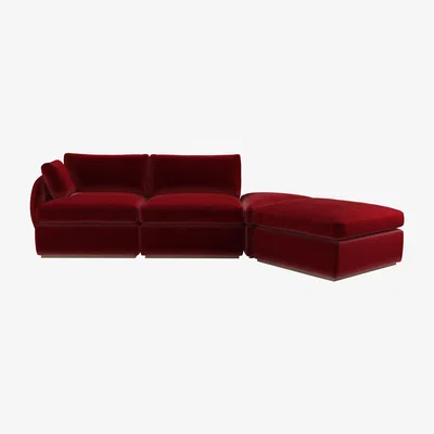 Sofa.com Ren LHF Modular Sofa in Claret Cotton Matt Velvet