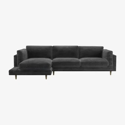 Sofa.com Marco LHF Chaise Sofa in Raven Speckled Chenille