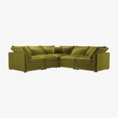 Sofa.com Long Island Slim Medium Corner Sofa in Olive Cotton Matt Velvet