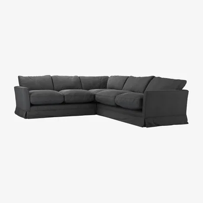 Sofa.com Otto Asym. Crn: LHF 2 Seat w RHF 2.5 Seat in Arctic Seal Easy Cotton - sofa.com