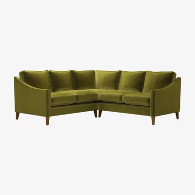 Sofa.com Iggy Small Corner Sofa in Olive Cotton Matt Velvet - sofa.com