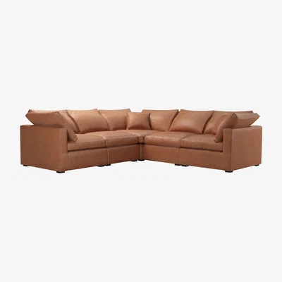 Sofa.com Long Island Slim Medium Corner Sofa in Cognac Grain Leather