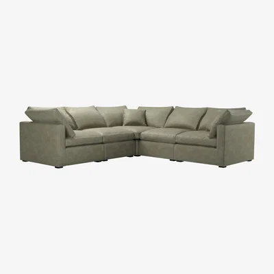 Sofa.com Long Island Slim Medium Corner Sofa in Matcha Powdered Leather
