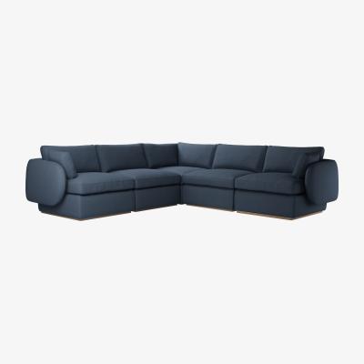 Sofa.com Ren Medium Corner Sofa in Midnight Blue Brushed Linen Cotton
