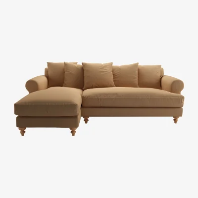 Sofa.com Teddy LHF Chaise Sofa in Pecan Brushed Linen Cotton - sofa.com