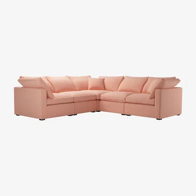 Sofa.com Long Island Slim Medium Corner Sofa in Sakura Pink Organic Smart Cotton