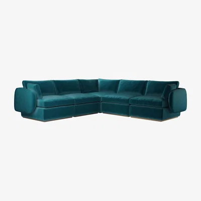 Sofa.com Ren Medium Corner Sofa in Deep Turquoise Cotton Matt Velvet