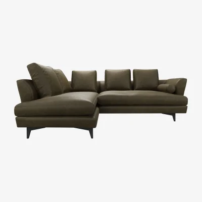 Sofa.com Larsen LHF Open End Corner Sofa in Dark Moss Antique Leather - sofa.com
